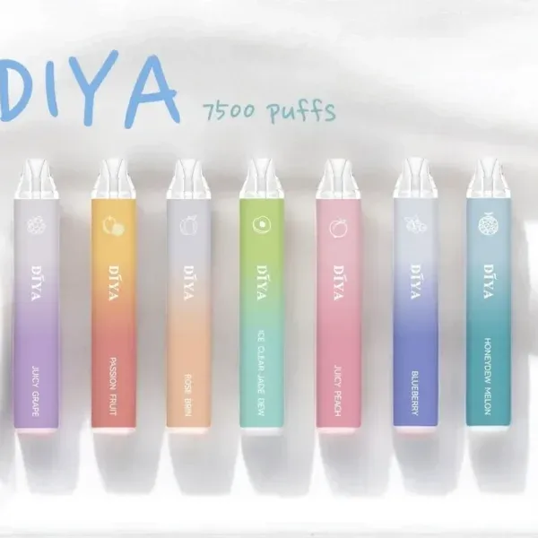 DIYA 叮啞 7500口拋棄式電子煙｜13ml 透明大油倉 25種精選口味